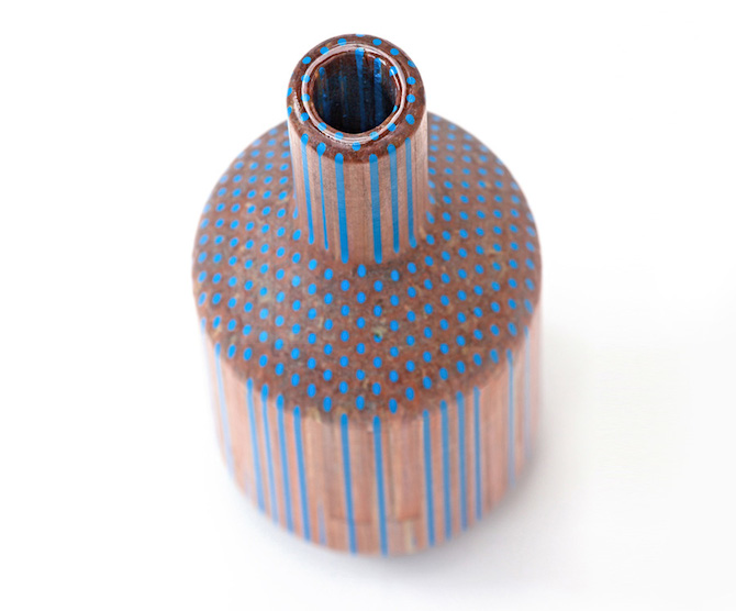 Wooden Vases Made Out Of Pencils by Studio Markunpoika