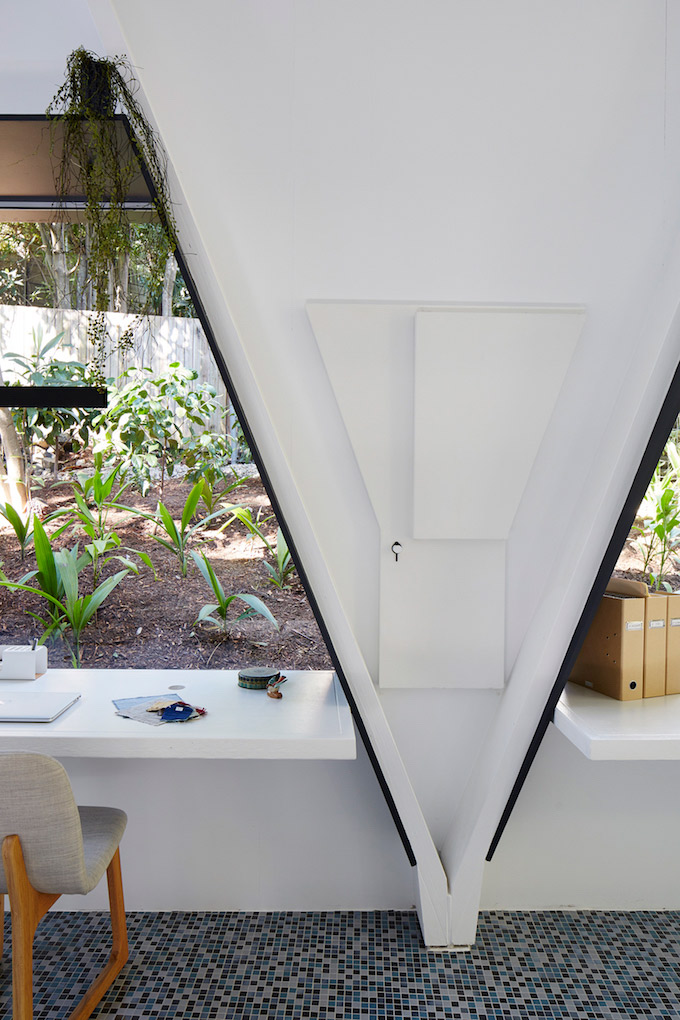 Inspired by the concept of a shack, Marc&Co created this studio office in a subtropical garden for interior styling firm Indigo Jungle.